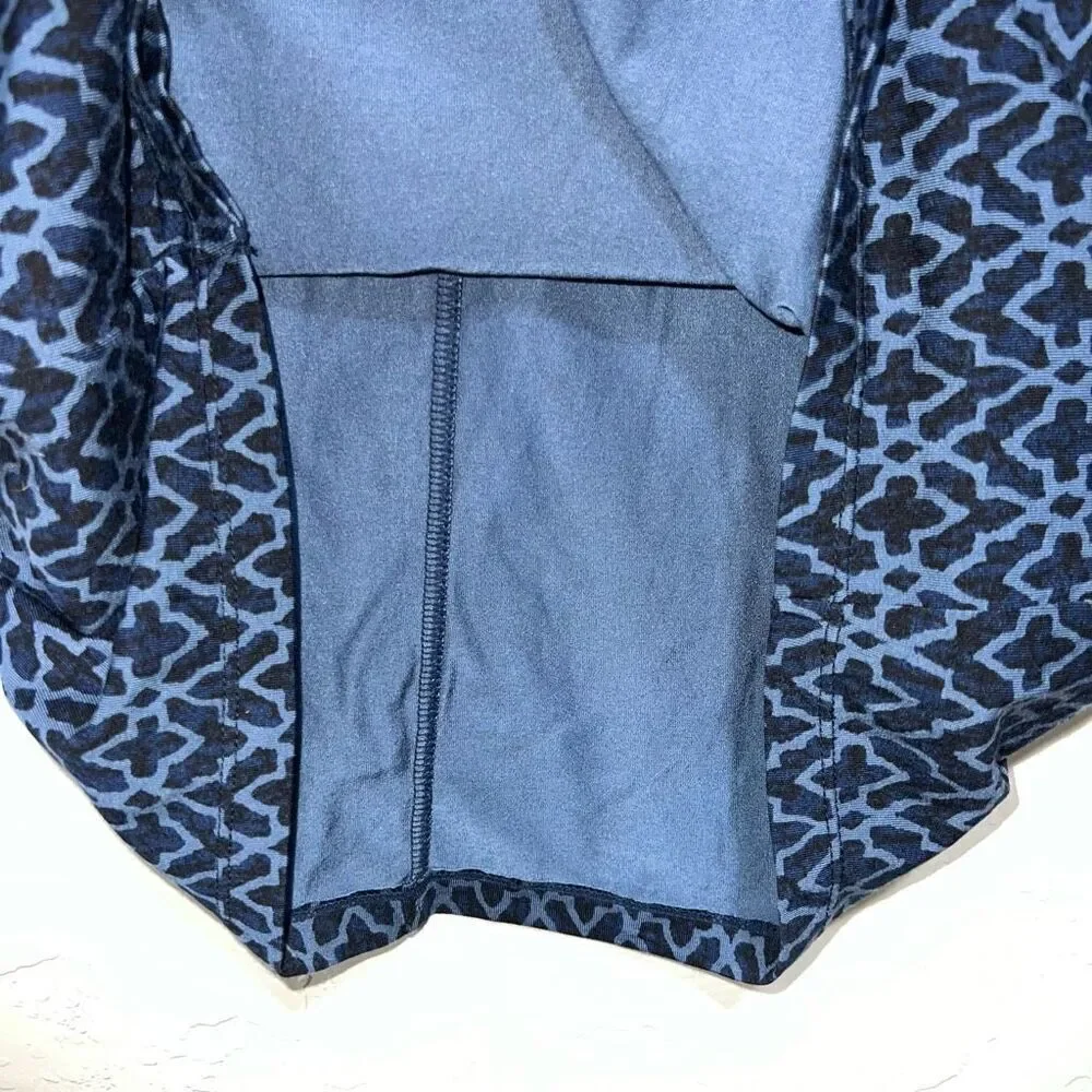 Athleta Seaside Foldover Faux Wrap Skirt Navy Geo Print Size Small Navy Blue